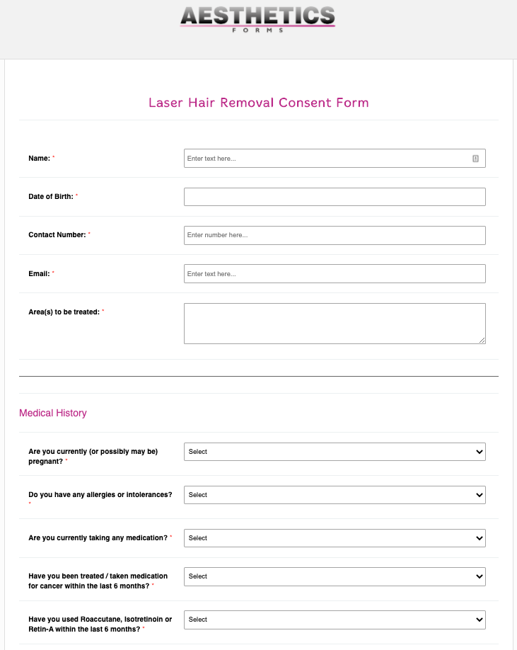 Laser Hair Removal Consent Form Online Templates And PDFs